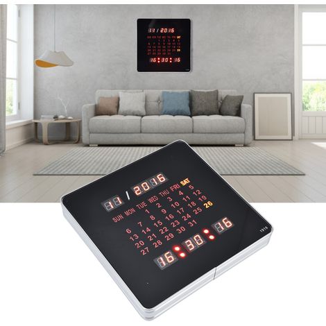 Horloge murale créative à calendrier perpétuel LED simple 100-240 V, horloge numérique électronique, horloge lumineuse, horloge électronique pour le e-commerce, norme européenne (1/5)
