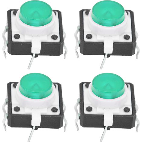 20 Stück 12x12x7,3 mm taktile Drucktaster mit LED-Beleuchtung, grün (1/5)