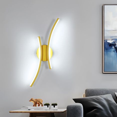 Applique Murale Intérieure LED, 20W 2250LM Or Lampe Murale LED Chambre Créativité, 44.5CM Luminaire Mural Moderne en Aluminium pour Salon Cuisine Couloir Escalier, Lumière Froide 6500K (1/5)