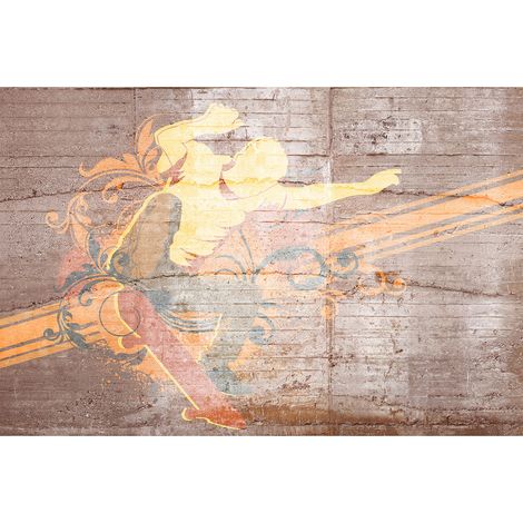 Papier peint panoramique street art skate | Tapisserie panoramique oramge & marron chambre garçon | Papier peint panoramique béton chambre ado - 267 x 400 cm (4 pièces) (1/2)