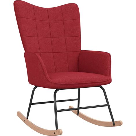 Chaise à bascule, Rocking chair design contemporain, Fauteuil à bascule Rouge bordeaux Tissu BGT83589 (1/5)