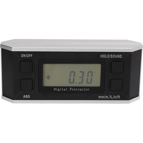 Rapporteur numérique 4x90° avec écran LCD, inclinomètre électronique, niveau à bulle, règle d'angle, outil de mesure d'angle (non magnétique, sans rétroéclairage) (1/5)
