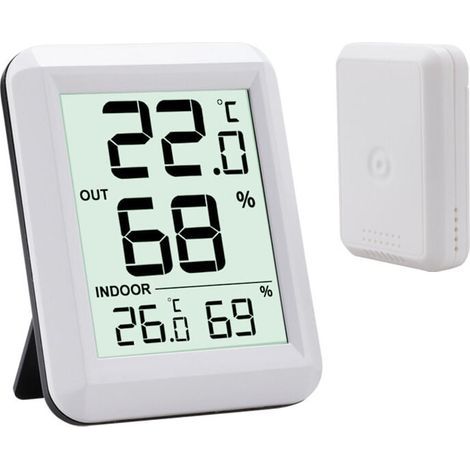Sunxury – Thermomètre numérique intérieur et extérieur sans fil – Grand écran LCD – Plage -40°C à 60°C – Transmission jusqu'à 100m (1/5)