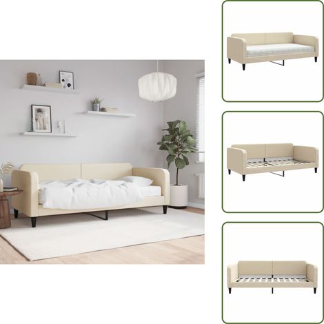 vidaXL Tagesbett mit Matratze Creme 100x200 cm Stoff (1/5)