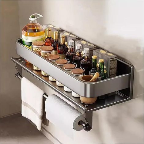 Wasserdichtes Gewürzregal aus Edelstahl zur Wandmontage für die Tür von Vorratsschränken, Design ohne Bohren, perfekt für die Aufbewahrung in der Küche und als Gewürz-Organizer (1/5)