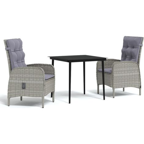 Maison Exclusive - 3-tlg. Garten-Essgruppe mit Auflagen Grau und