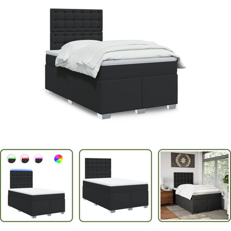 Matelas à ressorts ensachés - Sommier à lattes de lit avec matelas noir 120x190 cm similicuir (1/5)