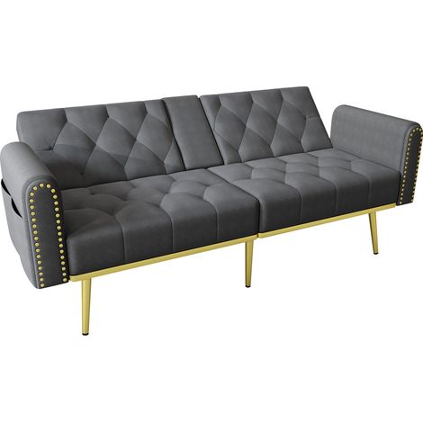 Canapé multifonctionnel convertible inclinable Velours Gris 175 × 80 × 73.5 cm ZIPSOFA (1/5)