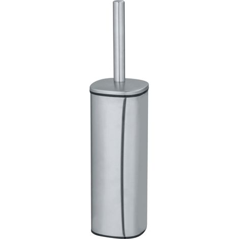 Wenko Alassio, scopino per WC chiuso, con scopino per WC, testa intercambiabile Ø 8,5 cm, in acciaio inox satinato, 9,3 x 39,2 x 9,3 cm, argento opaco (1/5)