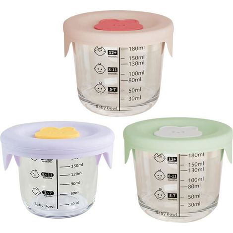 6 boîtes de conservation pour bébé, pot en verre 230 ml avec couvercle étanche et joint silicone alimentaire, idéal pour purées maison et repas quotidiens