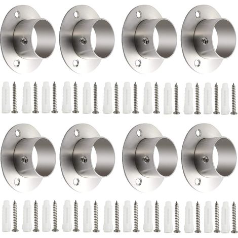 Supports de tringle à vêtements robustes en acier inoxydable de 38 mm pour placard, supports de tringle de douche, fixations de tringle, supports de tringle à vêtements (8 pièces, argent) (1/5)
