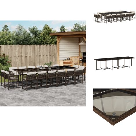 Ensemble à manger de jardin et coussins 17 pcs marron rotin - Salon De Jardin - Meuble De Jardin - Set De Salon De Jardin - Mobilier De Jardin - Table De Jardin (1/5)