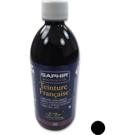 Teinture cuir liquide Saphir 500 ml – Couleur noir – Formule pénétrante pour tous cuirs lisses, daim et nubuck – Avel