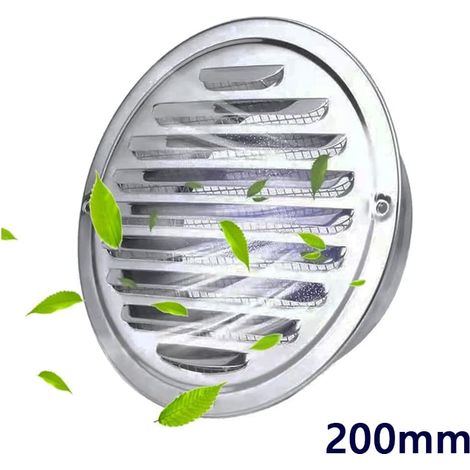Grille de Ventilation en Acier Inoxydable- Grille d'aération avec Moustiquaire - Couvercle d'évacuation pour Cuisine Meubles Bouche(200mm) (1/5)