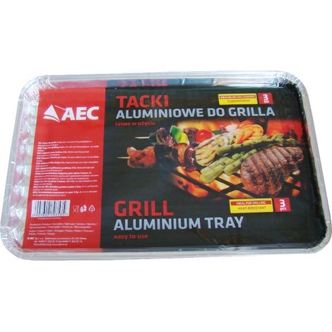 Bandejas de aluminio para parrilla de 34x22 cm, resistentes, 3 unidades, bandeja AEC grande