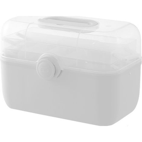 Boîte de rangement pour médicaments en plastique, grande capacité, à plusieurs niveaux, pour la maison, couleur blanche (grand modèle) (1/5)