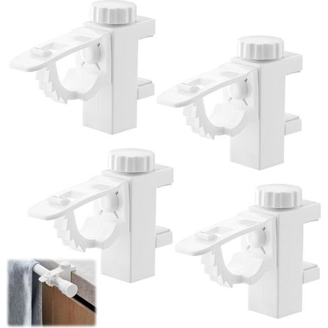 Gardinenstangenhalterungen ohne Bohren, 4-teiliges Set, Gardinenstangenhalter ohne Bohren, Gardinenstange für Ankleidezimmer, Gardinenhaken ohne Bohren
