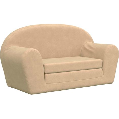 Canapé-lit,Canapé convertible pour enfants 2 places crème peluche douce CFW39419 (1/5)