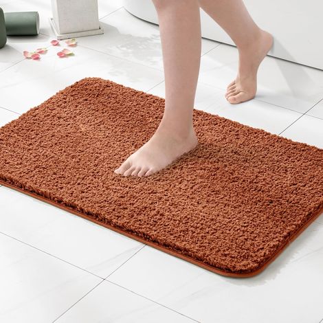 Tapis Salle de Bain 1 Pièce Absorbant Doux Rouge Brique 60x90cm Antidérapant en Haute Hygroscopicité Fourrure Tapis d'Entrée pour la Douche pour Chambre à Coucher Entrée de Cuisine (1/5)