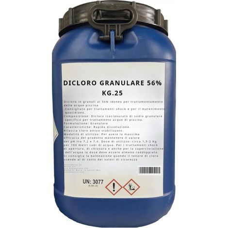 DICLORO GRANULARE 56% kg. 25 CLORO IN POLVERE TRATTAMENTO PISCINA (1/4)