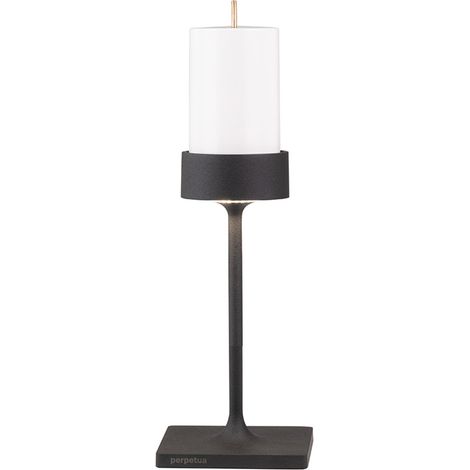 Perpetua Lampada da tavolo ricaricabile e senza fili in alluminio nero, design compatto con batteria sostituibile magnetica, grado IP54