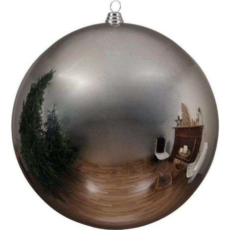 Kaemingk – Boule de Noël d'extérieur XL incassable – Argenté, Ø 20 cm, plastique (1/2)