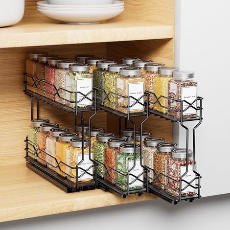 Étagère Coulissante à 2 Niveaux pour Épices, Lot de 3 (1/5)