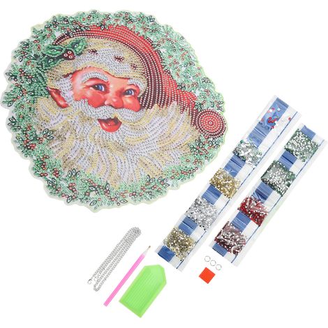 Pendentif décoratif en polycarbonate, motif autocollant relaxant, style Noël 5D, avec strass. (1/5)