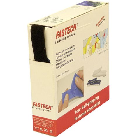 FASTECH® B25-SKL02999910 Klettband zum Aufkleben Hotmelt Flauschteil (L x B) 10 m x 25 mm Schwarz 10