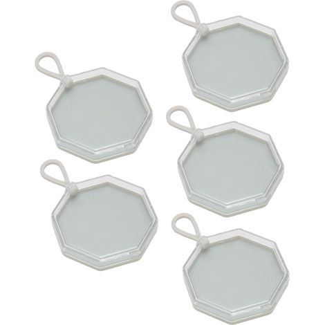 Boîte de rangement pour houppettes grise octogonale portable (lot de 5) pour houppettes de maquillage et capsules d'ongles. (1/5)