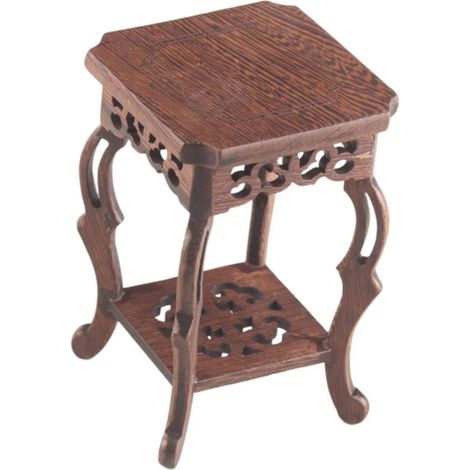 Pot de fleurs décoratif en bois 8 x 8 cm, marron foncé (1/5)