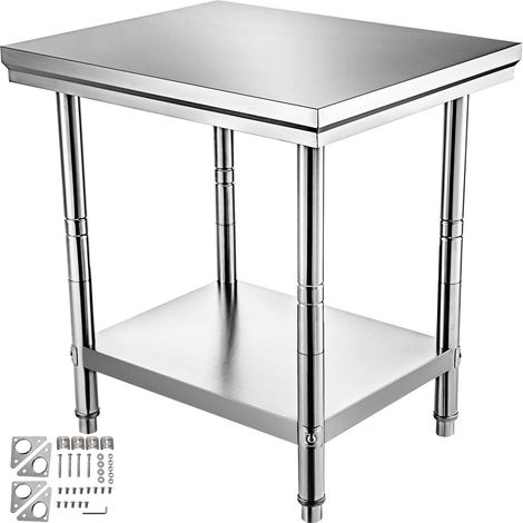 Table de préparation en acier inoxydable 24x30x31 pouces,700 lbs de capacité,table de travail robuste et réglable pour professionnels (1/5)