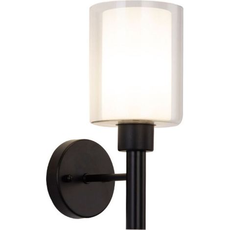 Applique murale intégrée pour meuble-lavabo avec abat-jour cylindrique en verre (trois couleurs réglables, 12 W) (1/4)