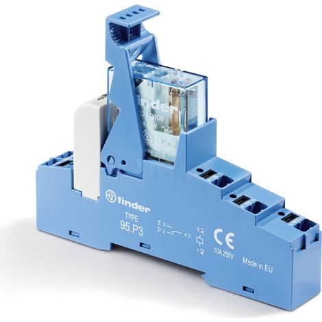 Interface 1RT 10A 24V DC sensible étrier plastique bornes Push-in FINDER 48P370240050SPA