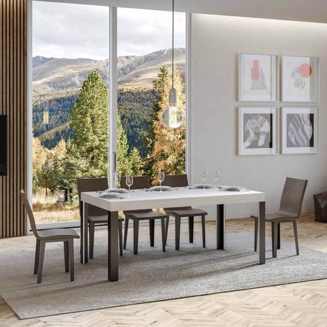 Tavolo "Rimini" allungabile in legno per sala da pranzo -Fisso 180 cm / Bianco Frassino (1/3)