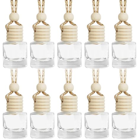 10PCS Diffuseur Voiture,Diffuseur Voiture Vide,Diffuseur Parfum Voiture,Diffuseur Huiles Essentielles Voiture,Flacon Diffuseur Parfum Vide,Convient à Toutes Les Voitures (Round, 10PCS)
