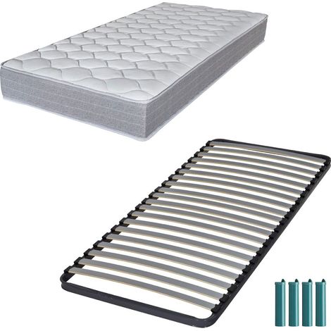 Matelas mousse + Sommier métal C220 90x190 Madere - Hauteur 24 cm - Soutien ferme (1/5)