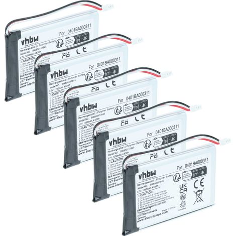 vhbw 5x Akku kompatibel mit Elca MITO-VETTA, MAGO-EVO, EVO, VETTA Fernbedienung Remote Control (1250 mAh, 3,7 V, Li-Polymer)
