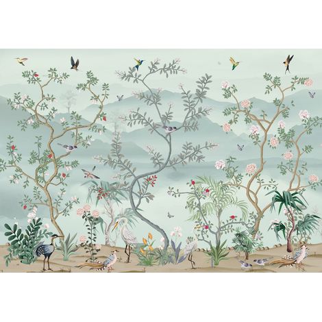 Papier peint panoramique - Jungle Oiseaux - 130 cm x 90 cm (1/2)