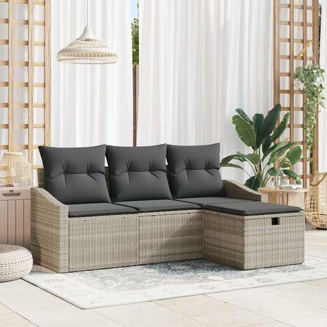 vidaXL Ensemble de Canapés avec coussin 4 pcs polyrotin (1/5)