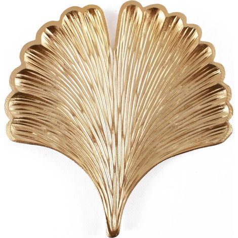 Vassoio dorato foglia ginko, 23X25H1,5 cm (kit da 5) (1/2)