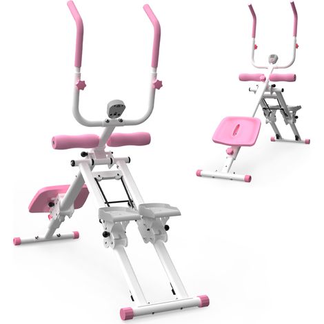 Stepper 2 en 1 plegable con entrenador abdominal, 92 x 34 x 22 cm, rosa y blanco DESVIAE