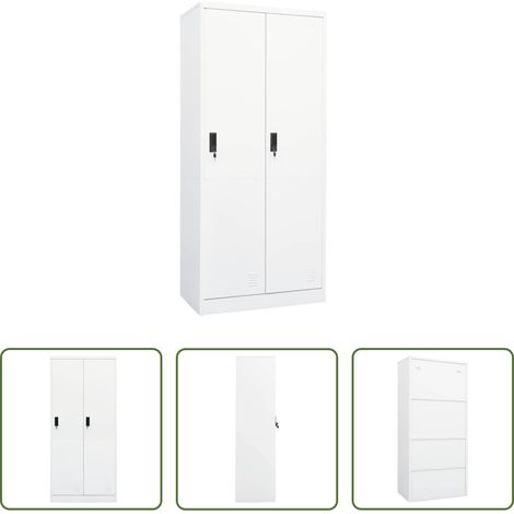 Stahl - Kleiderschrank Weiß 80x50x180 cm Stahl (1/5)
