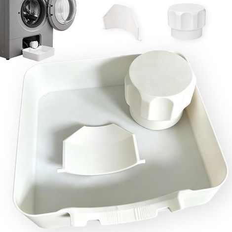 Bac de récupération d'eau pour lave-linge à chargement frontal - 17,8 x 17,8 x 5 cm - Bac de récupération - Ouvre-couvercle - Bande de guidage (1/5)