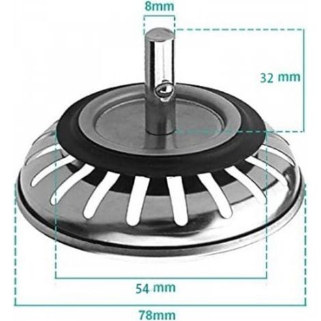 Panier amovible diamètre de l'acier inoxydable 78 mm accessoires pour évier de cuisine mise à l'eau fermeture de parapluie couvercle de lavabo (1/3)
