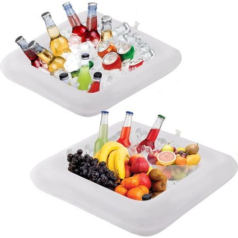 Tavolo da buffet gonfiabile, angolo insalate e secchiello per il ghiaccio da piscina (61x61 cm). (1/5)