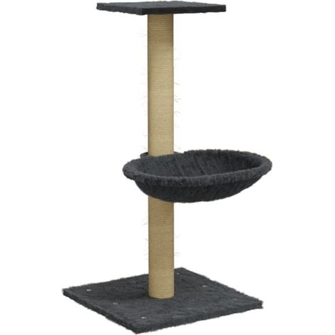 Tiragraffi per gatti Mobili per arrampicata su torre Tiragraffi piattaforma da arrampicata con tiragraffi in sisal scuro 74 cm grigio 020022444