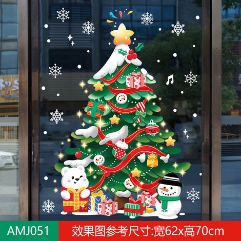 Autocollants de Noël pour centres commerciaux, magasins, vitrines, sapins de Noël, flocons de neige, boules à suspendre, nœuds décoratifs et autocollants statiques pour vitres.