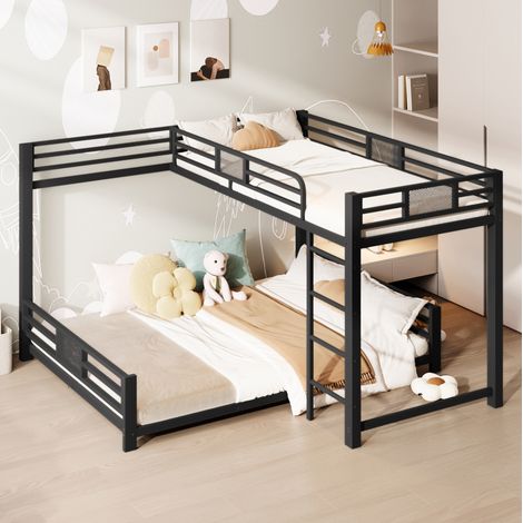 Cama Litera 90x200/140x200 Cm Estructura Metálica Negro (1/5)