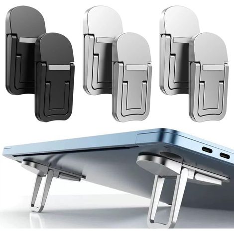 6 pièces Support ordinateur, Ergonomique Aluminium ABS, Pliable Invisible, Compatible Tablette Clavier Smartphone Bureau Voyage (1/5)